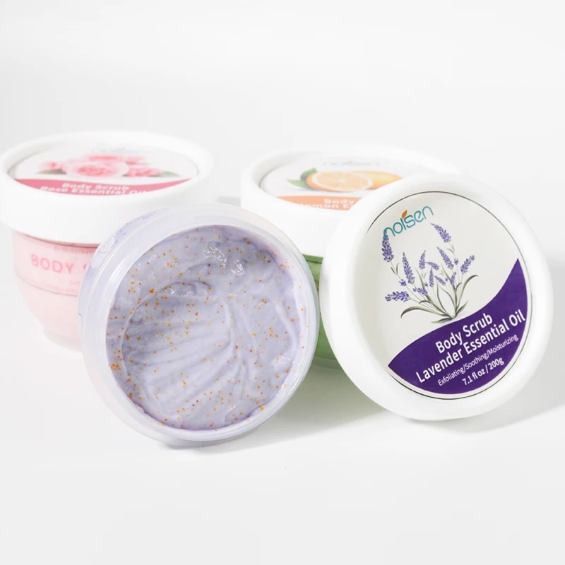 

OEM Customizable private label Whitening exfoliating corporal dead skin whip Shea sugar foot face and body scrub, Three color