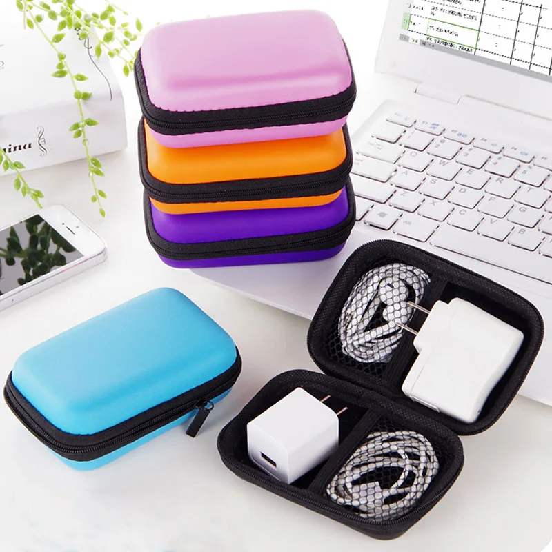 

Headphones Storage Box USB Hard Case Earphone Bag Key Coin Bags Waterproof SD Card Cable Earbuds Holder Box round shape