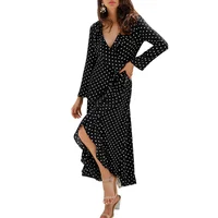 

Wholesale Black Dress Casual Women Long Sleeves Elegant Chiffon Casual Dress