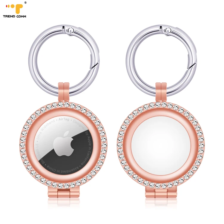 

Best Price New Design Black Bling Luxury With Diamond Ring Key Chain For Airtag Case Still