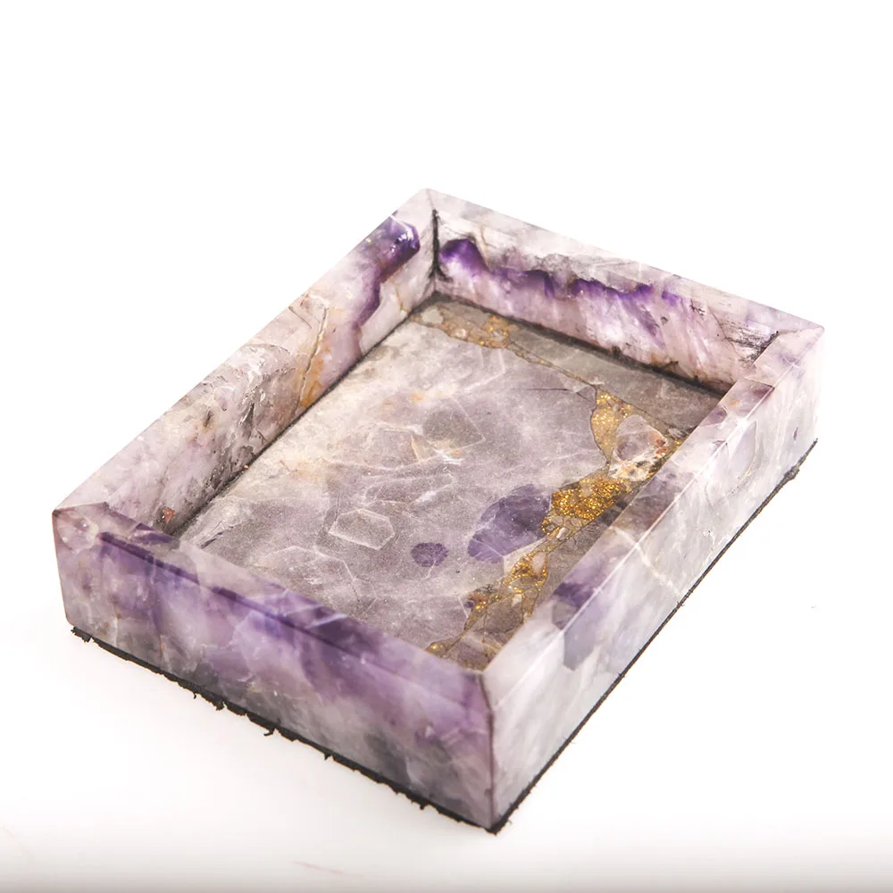 

Custom Luxury Ash Tray Amethyst Engraved Crystal Cigar Ashtray, Purple