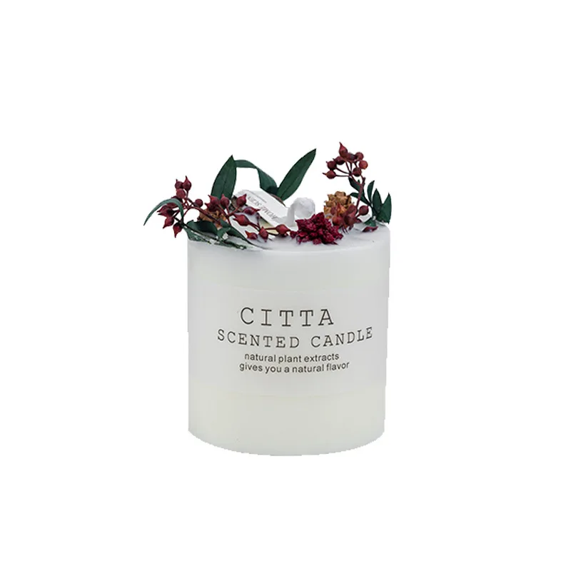 

small christmas private label novelty dried flower soy scented candles scented luxury with lid