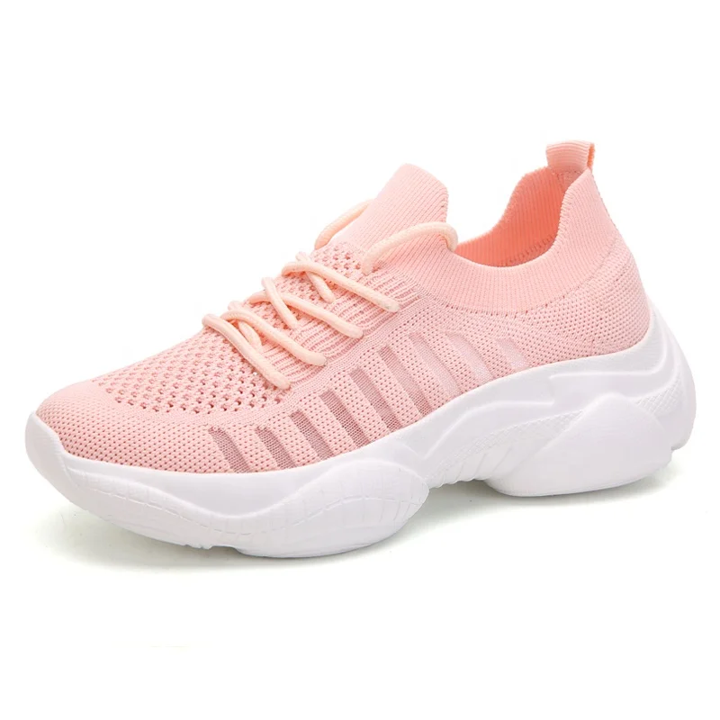 

Hollow Flying Woven Single Mesh Sports Women's Shoes Casual Platform Running Shoes