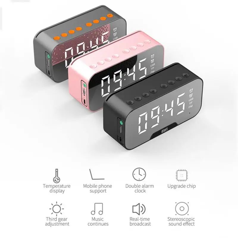Portable Wireless Bluetooth Speaker Column Super Bass Stereo Subwoofer Handsfree Support TF AUX mirror Alarm Clock temperature - ANKUX.COM