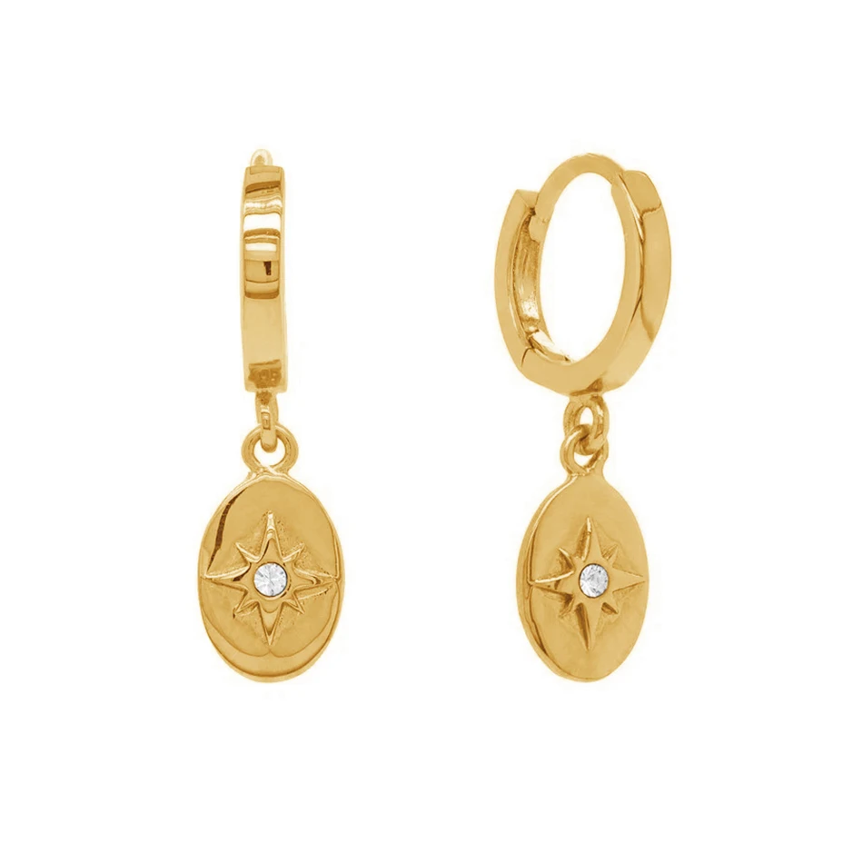 

925 sterling silver women hot sale hoop earrings 18k gold plated nice gift starry night hoop earrings
