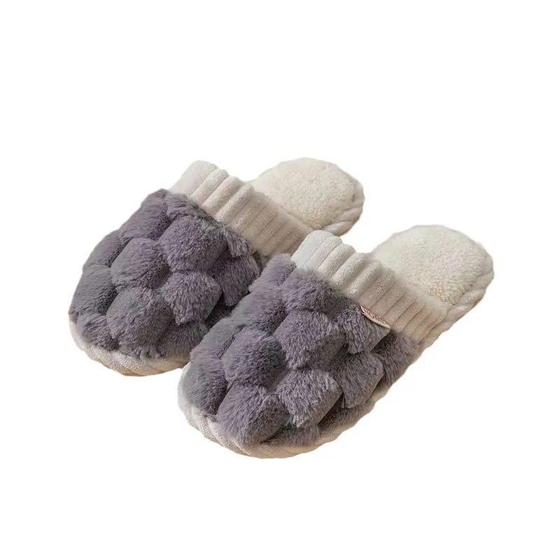 

Wholesale Winter Fashion Fur Warm Plush Home Slippers Stock Warm Style Indoor Warm Soft Slippers For Couple