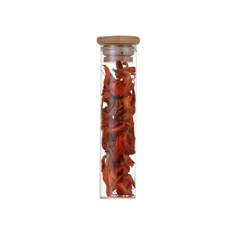 

New product mini sealed glass tea storage jar with bamboo cork lid Borosilicate glass, Clear