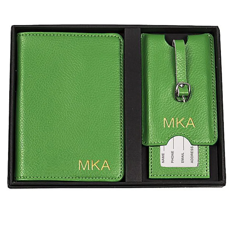 

Slim Passport Holder & Luggage Tag Travel Gift Set Custom RFID PU Leather Passport Holder Cover