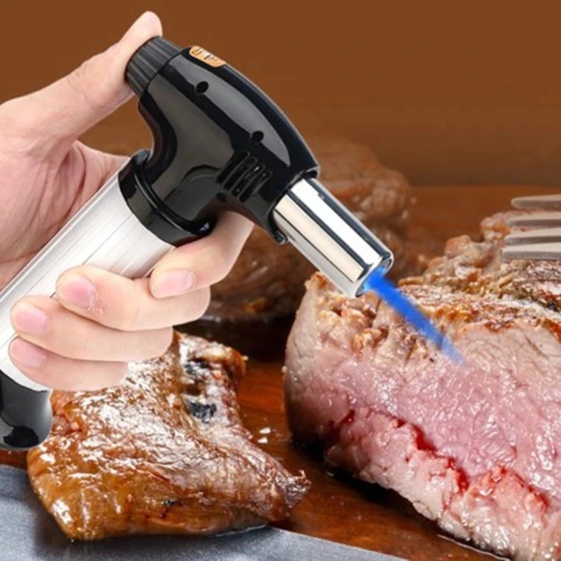 厨房吹灯打火机可重复填充可调火焰火炬打火机,带安全锁,用于diy糕点