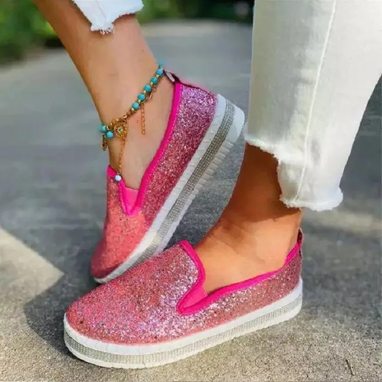 

New fashion 2021 summer women shining breathable shoes comfortable walking casual shoes, Sliver,black,pink,golden