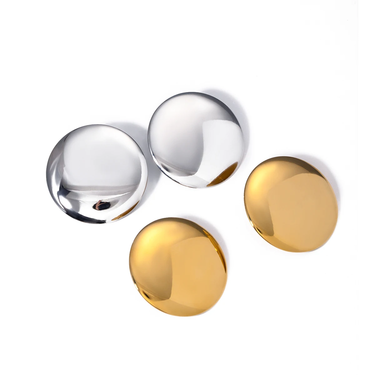 

J&D Jewelry Popular 18K Gold Plated Stainless Steel Smooth High Polish Big Round Stud Earring