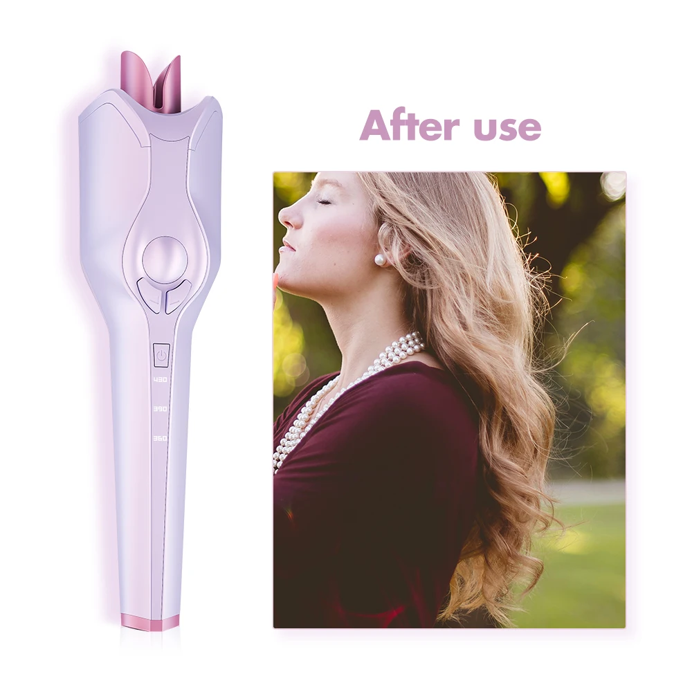 

Automatic Ceramic Anti-Scald Professional Curling Iron Hair Curler Machines for Hair Styling, Pink