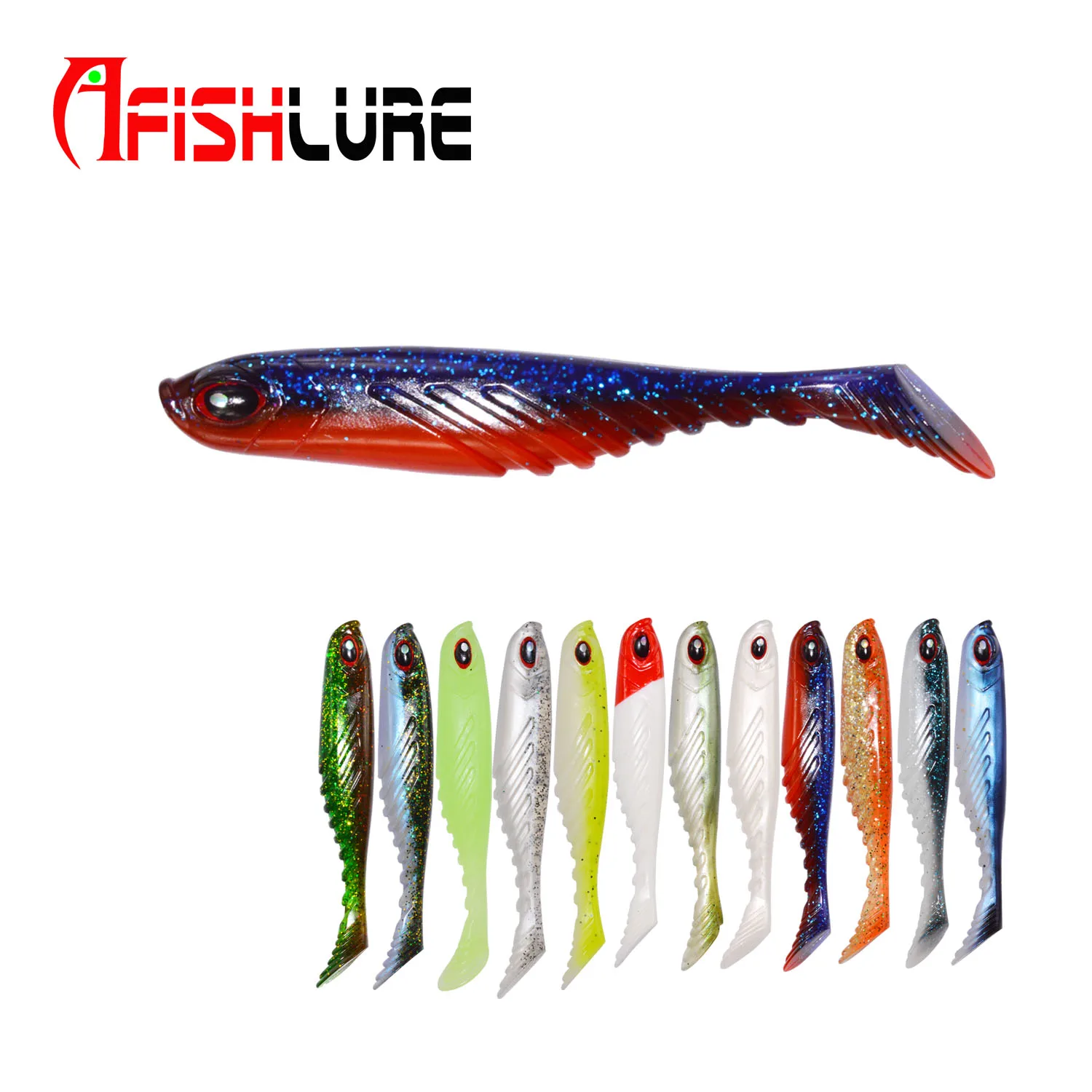 

Stock T Tail Plastic Soft Fishing Fish Bass Fish Pesca Lure Swim Bait 70mm 3.5g T-tail Soft Fish Fishing Bait AR48, 14 colors for choice