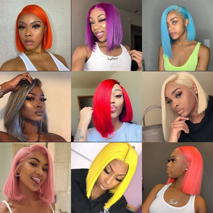 orange bob lace front wig