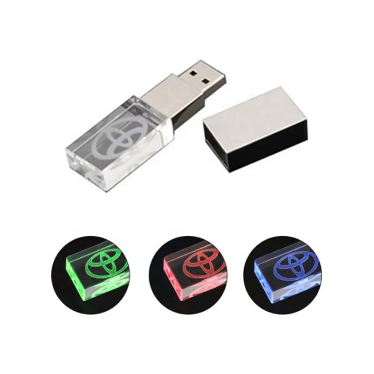 

Luxury led light custom rose gold 32GB glass crystal usb flash drive
