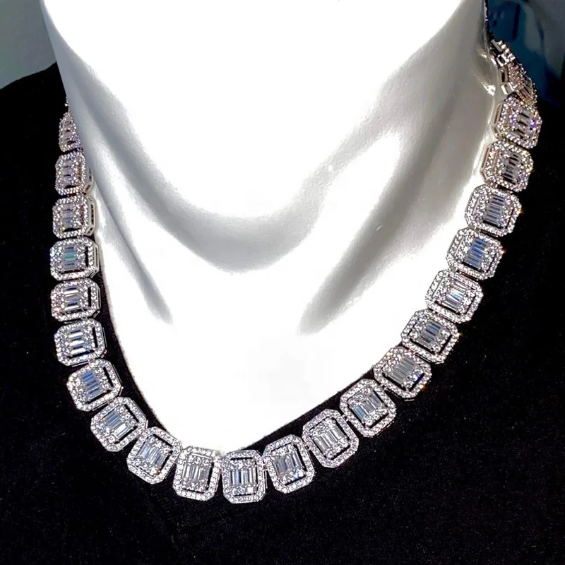 

silver iced out bling cz diamond men necklace, Rose gold
