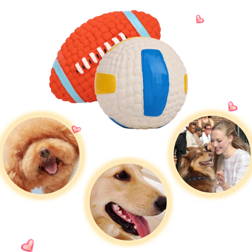 

Pet Ball Toy Soft Latex Dog Chew Ball Squeak Toys Cleaning Tooth Non-toxic Training Balls Durable With Cotton Filled Inside, Multi-colors