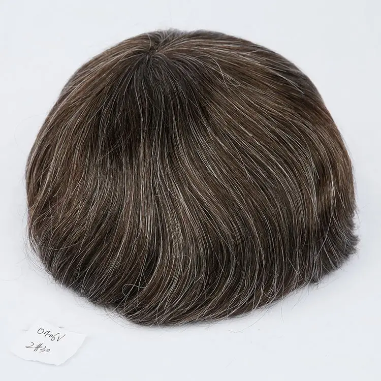 

Wholesale Human Hair Natural Color Men's Wig Mono With Transparent Pu Around Men's Toupee For Hair Loss Treatment