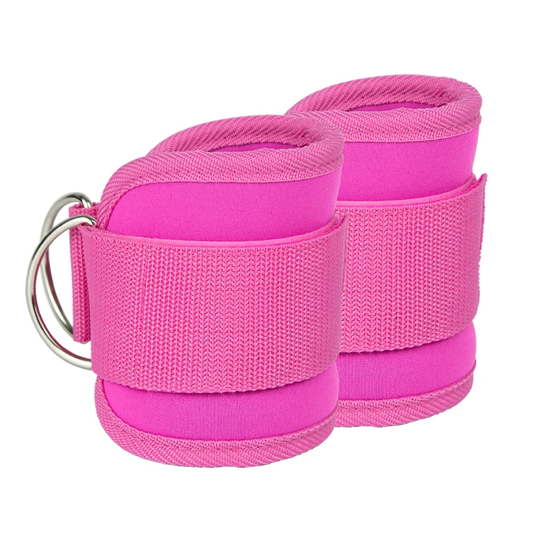 

MKAS Adjustable Ankle Straps For Cable Machines Pink Gym Neoprene Fitness Padded Ankle Strap