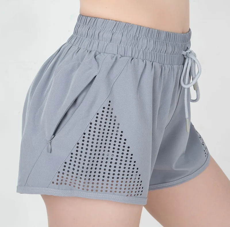 

Lazer Cut Running Shorts Women 2 in 1 Training Shorts Double Layered Workout Bottom with Pocket, 8 colors