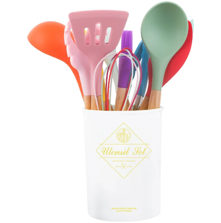 

Label BPA 11 pcs Colorful Silicone Kitchen Utensil Set For Non-Stick Cookware