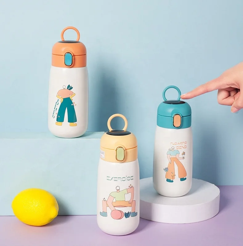 

Customizable Children's Thermos Stainless Steel Smart Temperature Display Cute illustration bouncing cup