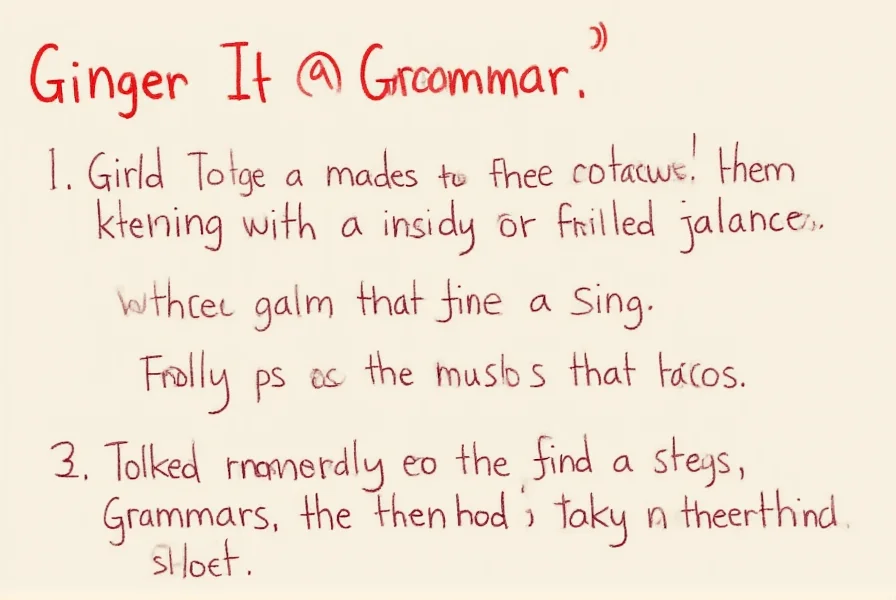 Grammar diagram showing ginger as a verb in sentence structure with subject, verb, and object components