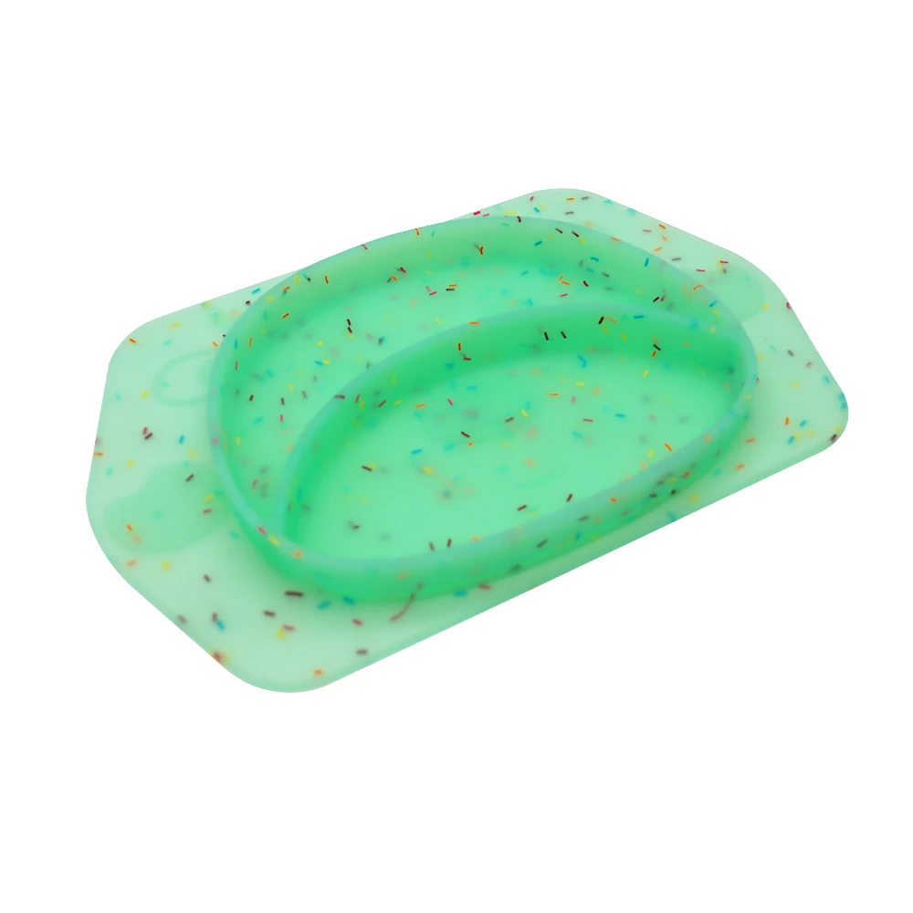 

Unbreakable Divided Dishes Baby Feeding And Eating Baby Food Plate Silicone For Toddler Children, Green