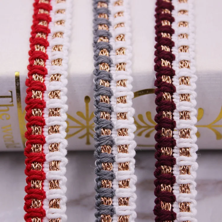 

handmade gold metallic two tones color braided clothing accessories trimming
