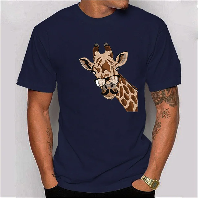 

Summer trend all-match short-sleeved giraffe print pullover T-shirt, Picture color