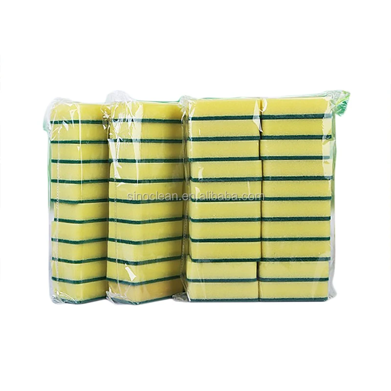 

9x6x3cm 20 pack high density strong cleaning kitchen scrub sponges for washing dishes, Yellow green