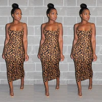 

wholesale hot sales Hollow sexy suspender leopard print fashion women dress 500359