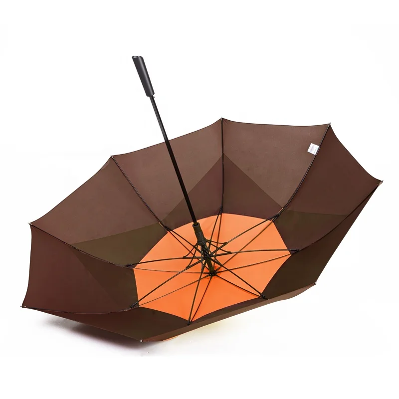 

Automatic Open Luxury 30 inch 8 Rib Sale Custom Double Layer Canopy Promotional straight Windproof Golf Umbrella with Logo Print