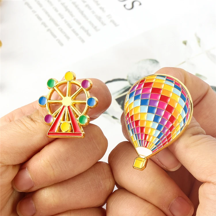 

Creative Airline Tickets Coupons Movie Tickets Maps Travel Bags Car Scenery Enamel Brooch Pins Traveller Explorer's Brooch