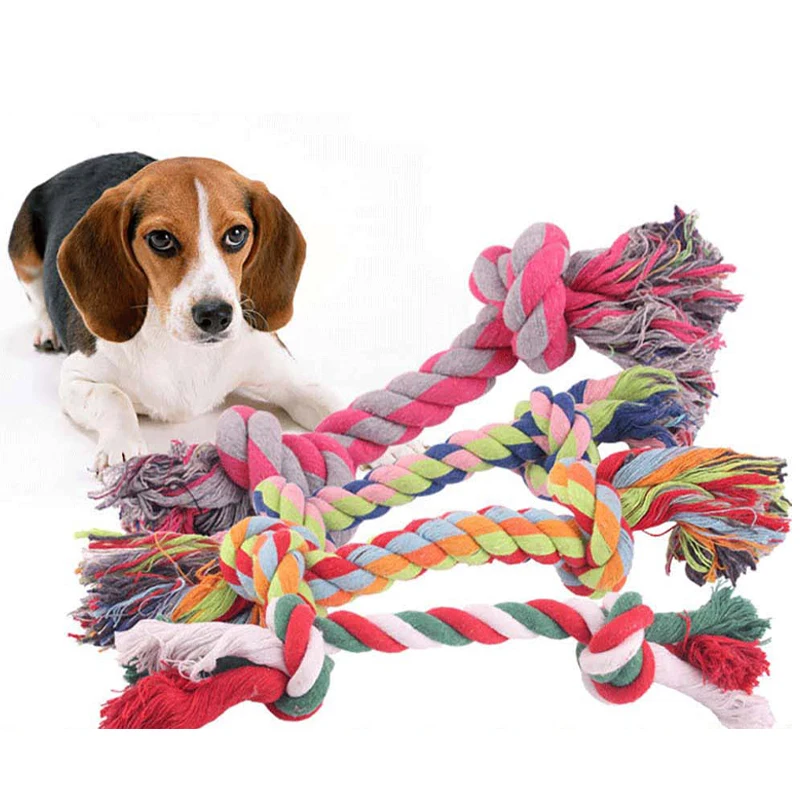 

Pet Dog Double Knot Molar Rope Knot Toys Clean Teeth Durable Braided Cotton Bone Rope Dog Chew Toy