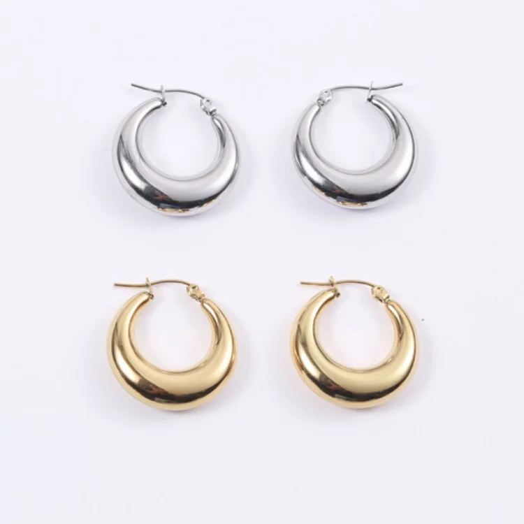 

25mm Hoop Earring 18K Gold Plated Stainless Steel Gold Filled Chunky Huggie Hoop Earrings