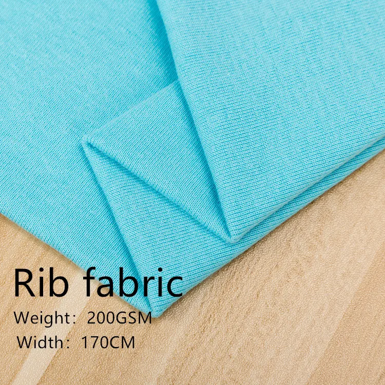 high quality plain 100 cotton 1*1 rib knit fabric for garments