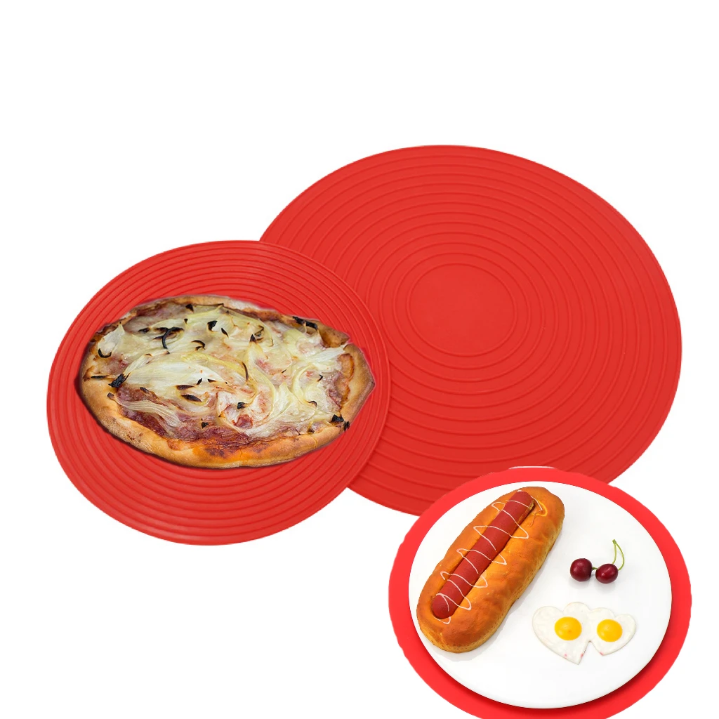 

Durable Food Grade Silicone Round Pot Mat Restaurant Place Mat Environmental Protection Kitchen Microwave Tool Table Mat, Red