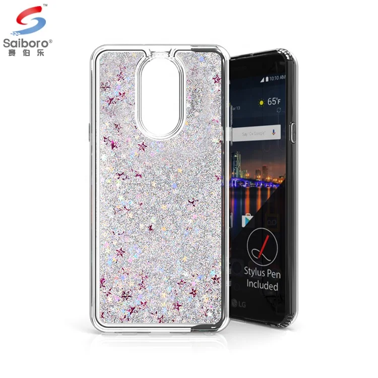 

Saiboro glitter liquid quicksand tpu cell phone case for lg stylo 4, Pink,gold,blue,red,purple,silver