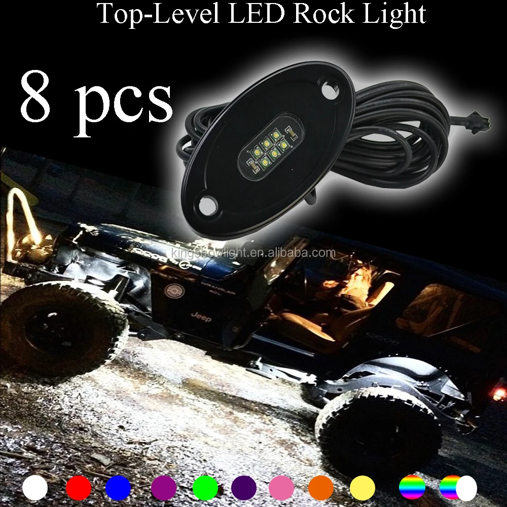 8pcs White LED Rock Lights Under Body Pickup Trucks Bed Deck/Grille Light Pods Kit For ATV UTV RZR Can-AM