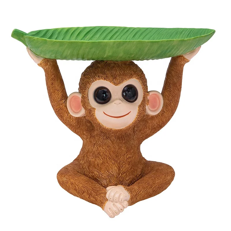

hot sale cute poly resin holding leaf home decoration monkey figurine, As picture shown