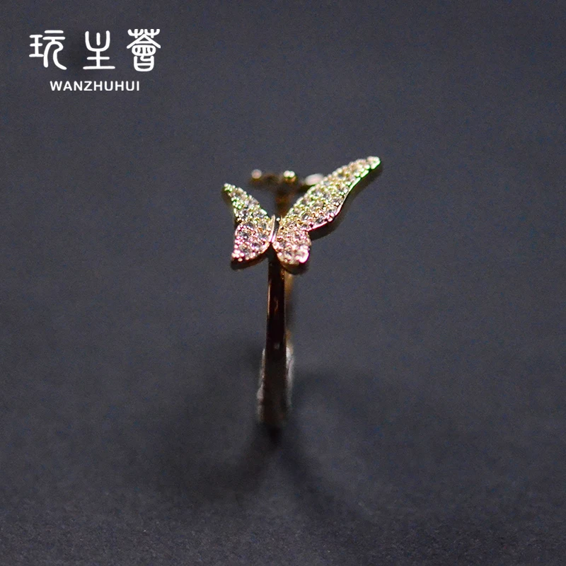

Exquisite butterfly dainty 14k gold plated open mouth copper ring