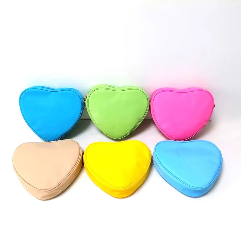 

heart shape nylon cosmetic bag make up bags pouch bag