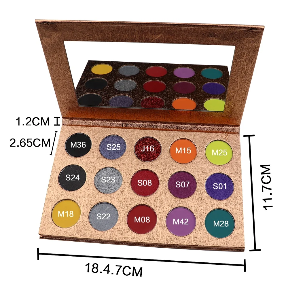 

makeup no logo DIY eyeshadow palette no paleta sombras de ojos cuadrada DIY eyeshadow palette private label, 15 colors