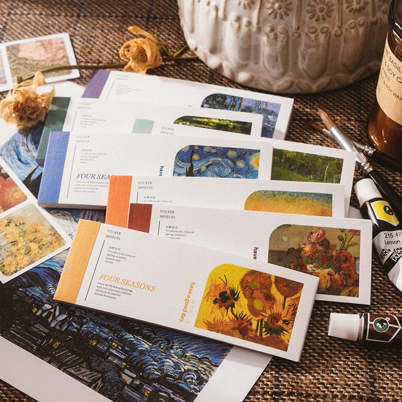 

8 design 30 pcs / set stickers European vintage plant art painting decoration stickers book for Diary Scrap Book