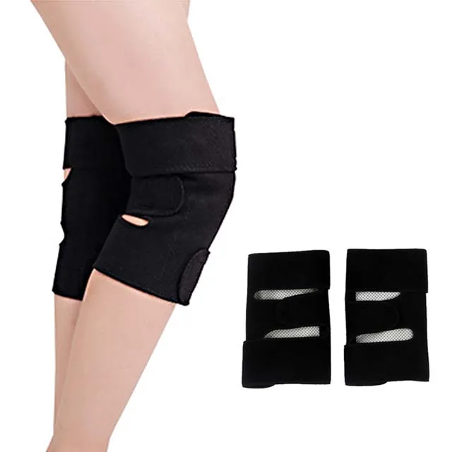 

Tourmaline healthy magnetic infrared medical heated knee pads support brace belt, Black