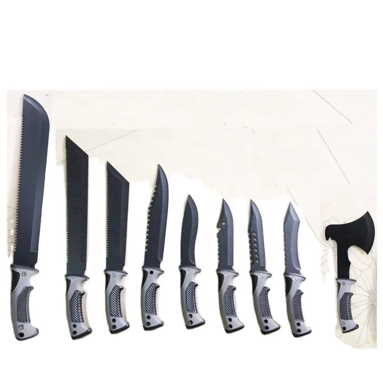 

9pcs Hunting Camping Survival Serrated Stainless steel Blade Knife set