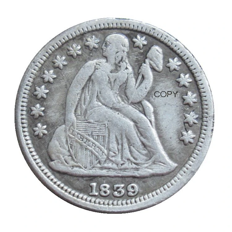 

Reproduction US 1880 P/S Seated Liberty Dime Silver Plated Metal Coins