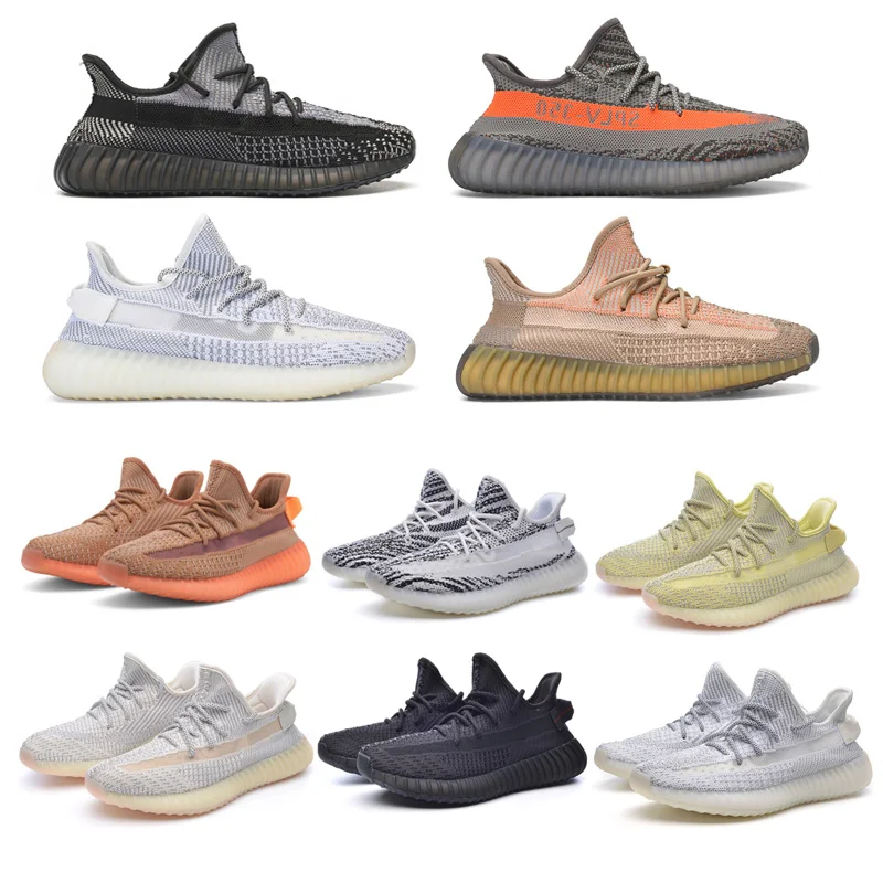 

2021 New design Original 1:1 women and men reflective glow breathable fashion sneakers yeezy 350 v2 running sport