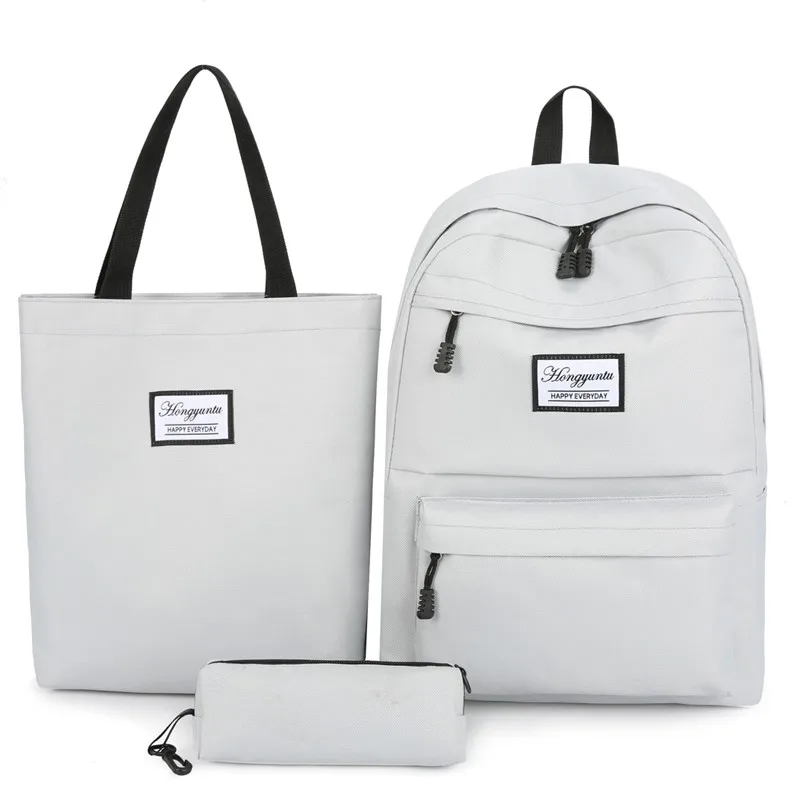 

Wholesale large capacity school bags canvas 4pcs girls backpack set, Pink green black red grey
